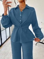 ⁦سيت نسائية من بلوزة مربوطة وبنطلون⁩ - الصورة ⁦12⁩