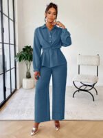 ⁦سيت نسائية من بلوزة مربوطة وبنطلون⁩ - الصورة ⁦14⁩