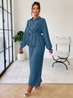 ⁦سيت نسائية من بلوزة مربوطة وبنطلون⁩ - الصورة ⁦16⁩