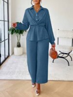 ⁦سيت نسائية من بلوزة مربوطة وبنطلون⁩ - الصورة ⁦17⁩