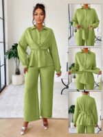 ⁦سيت نسائية من بلوزة مربوطة وبنطلون⁩ - الصورة ⁦18⁩