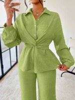 ⁦سيت نسائية من بلوزة مربوطة وبنطلون⁩ - الصورة ⁦25⁩