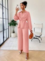 ⁦سيت نسائية من بلوزة مربوطة وبنطلون⁩ - الصورة ⁦28⁩