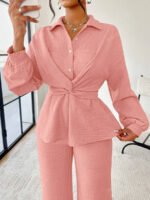 ⁦سيت نسائية من بلوزة مربوطة وبنطلون⁩ - الصورة ⁦33⁩