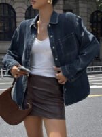 ⁦جاكيت نسائي  من الجينز الأزرق فاتح اللون⁩ - الصورة ⁦18⁩