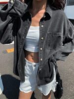 ⁦جاكيت نسائي  من الجينز الأزرق فاتح اللون⁩ - الصورة ⁦25⁩