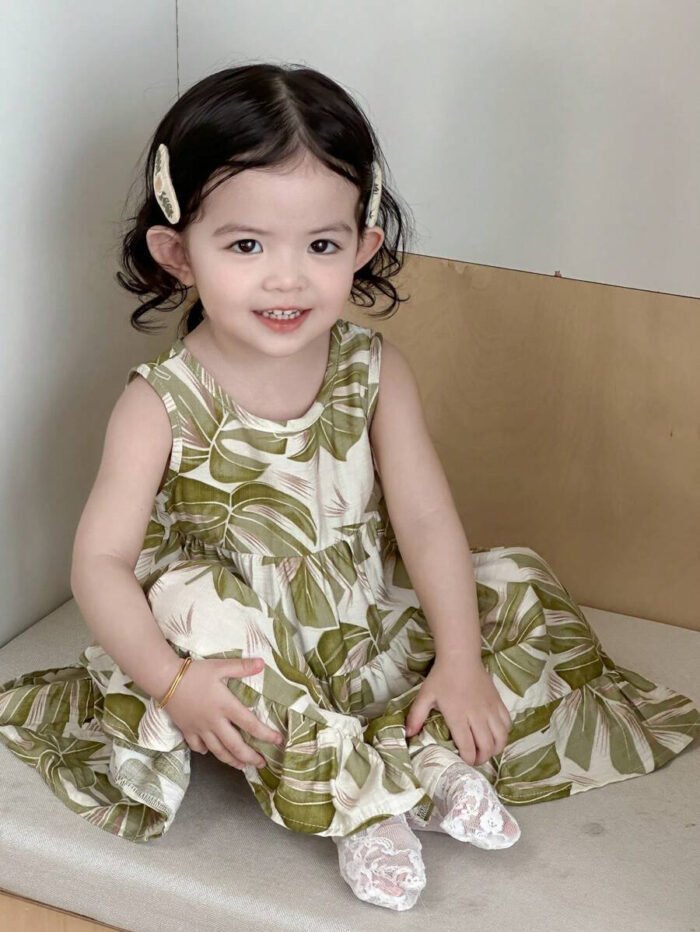 ⁦فستان للأطفال بدون أكمام منقوش⁩ - الصورة ⁦4⁩