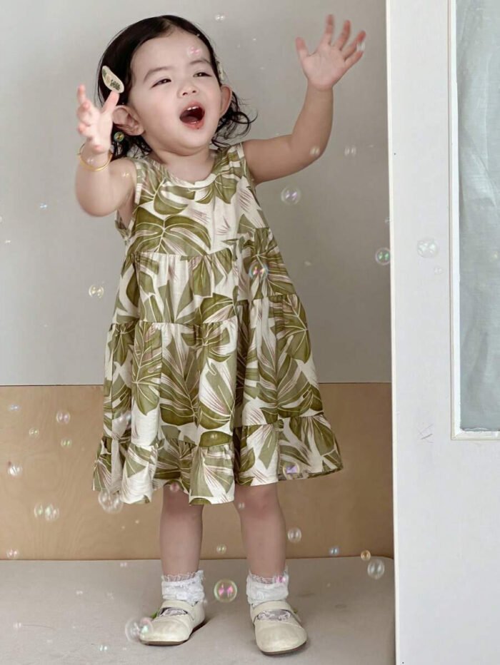 ⁦فستان للأطفال بدون أكمام منقوش⁩ - الصورة ⁦6⁩