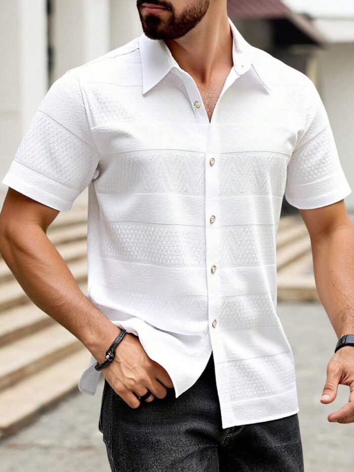 ⁦قميص للرجال كاجوال قصير الأكمام بأزرار⁩ - الصورة ⁦2⁩