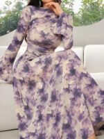 فستان ماكسي بطباعة مموجة